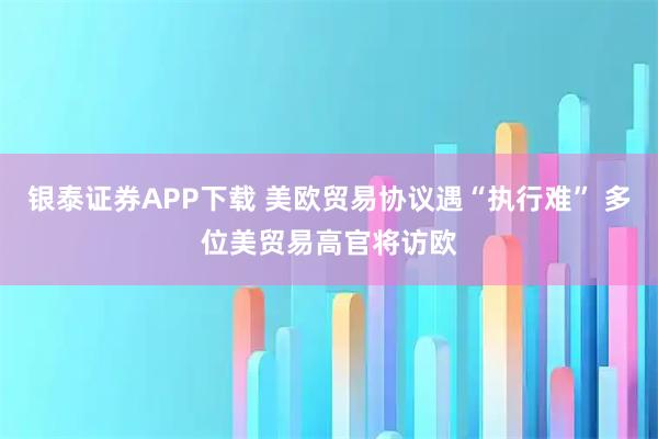 银泰证券APP下载 美欧贸易协议遇“执行难” 多位美贸易高官将访欧